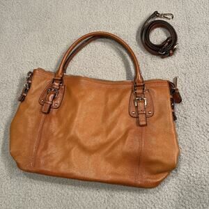 KATTEE Brown Pebbled Leather Handbag Purse Shoulder Bag Satchel 16' X 11'